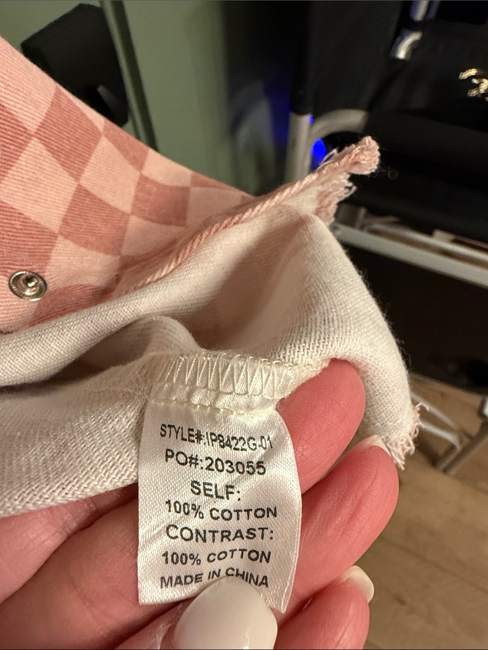 BiBi Pink & Cream Checker Contrast snap-Up Shirt/jacket - Picture 5 of 10